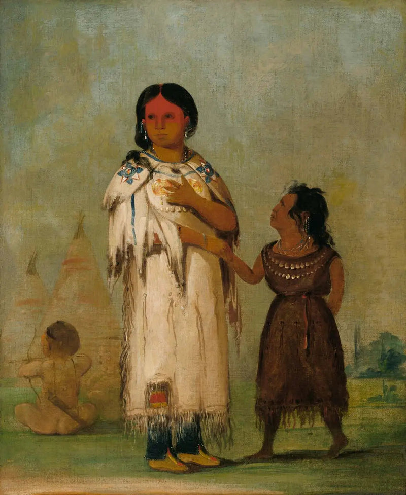 Nainen ja lapsi assiniboine - George Catlin