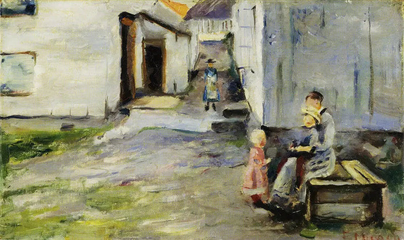 Nainen ja lapset Arendalissa - Edvard Munch