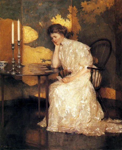 Nainen pelaamassa menestystä - Frank Weston Benson