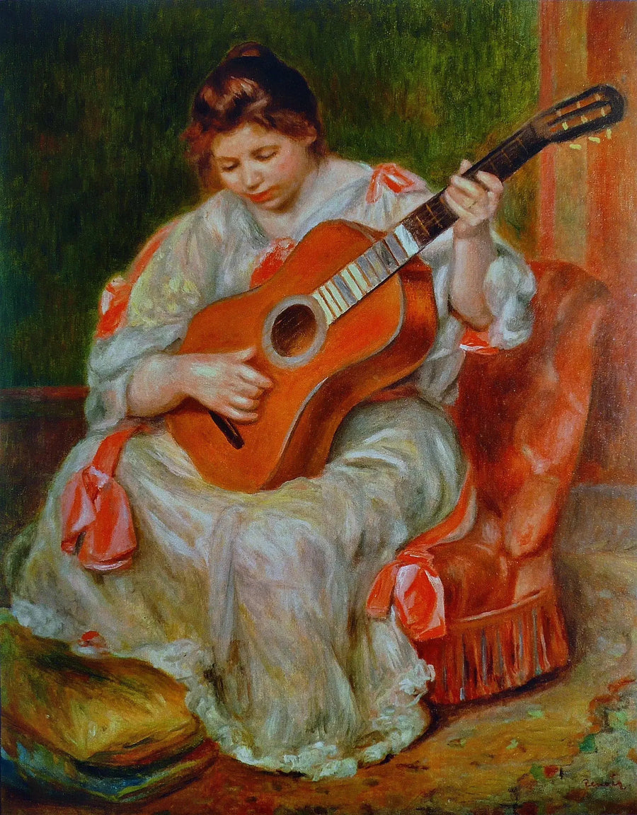 Nainen soittamassa kitaraa - Pierre-Auguste Renoir