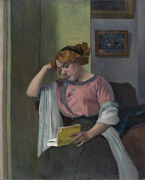 Nainen lukemassa sisätiloissa - Félix Vallotton