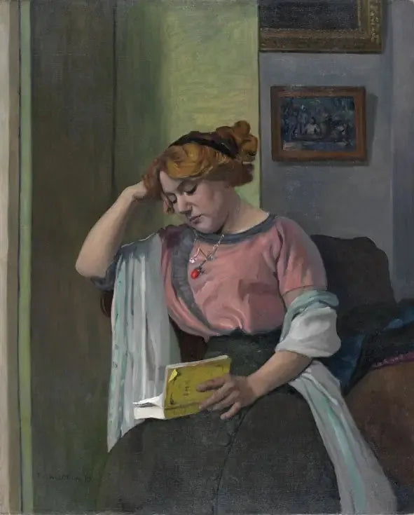 Nainen lukemassa sisätiloissa - Félix Vallotton
