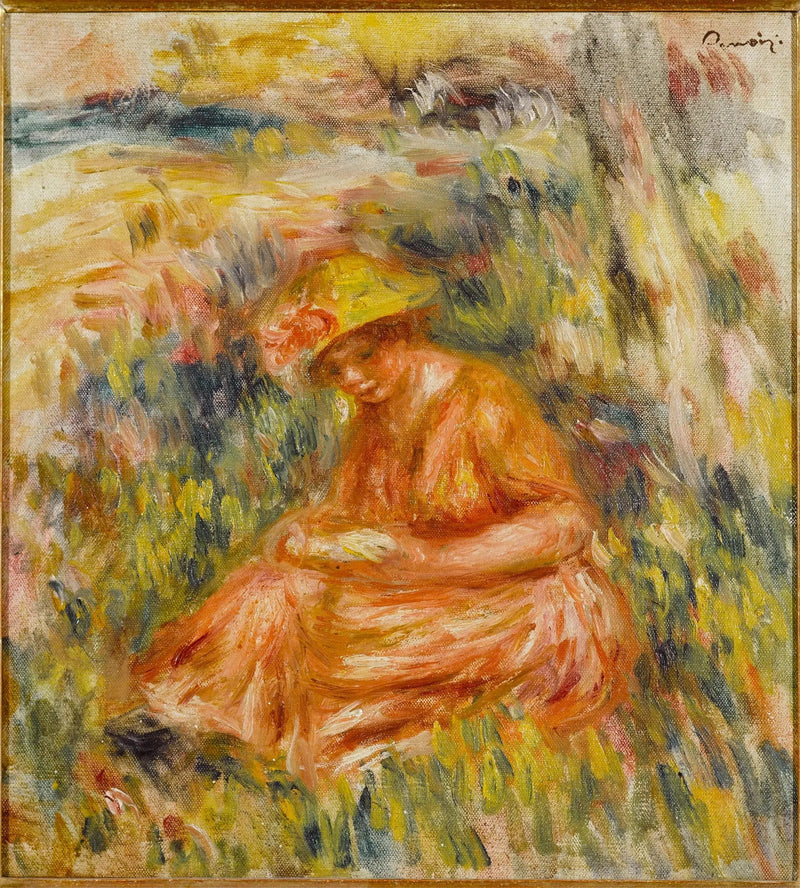 Nainen lukemassa maisemassa - Pierre-Auguste Renoir