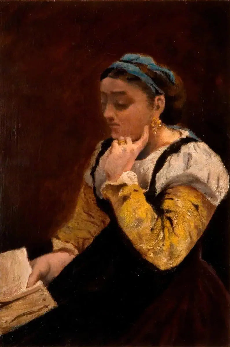 Nainen lukemassa - Jean-Baptiste Camille Corot