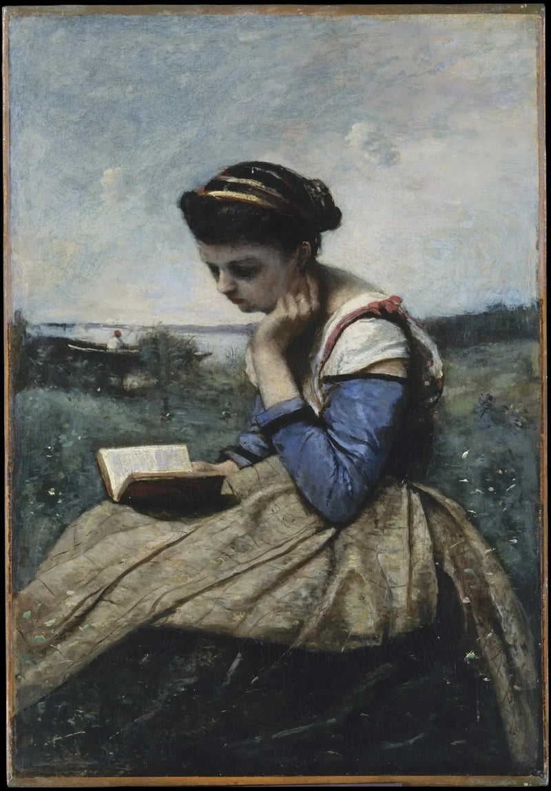 Nainen lukemassa - Jean-Baptiste Camille Corot