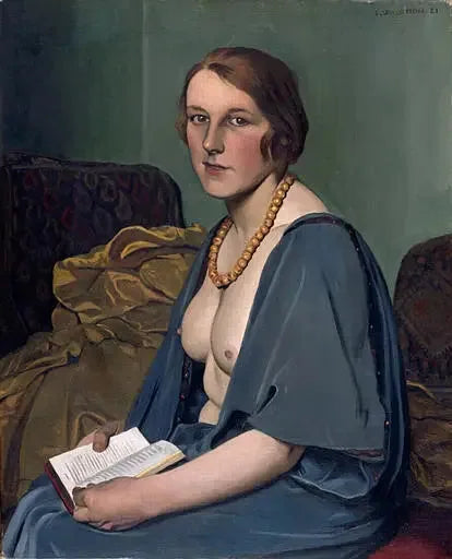 Nainen lukee alastomat rinnat - Félix Vallotton