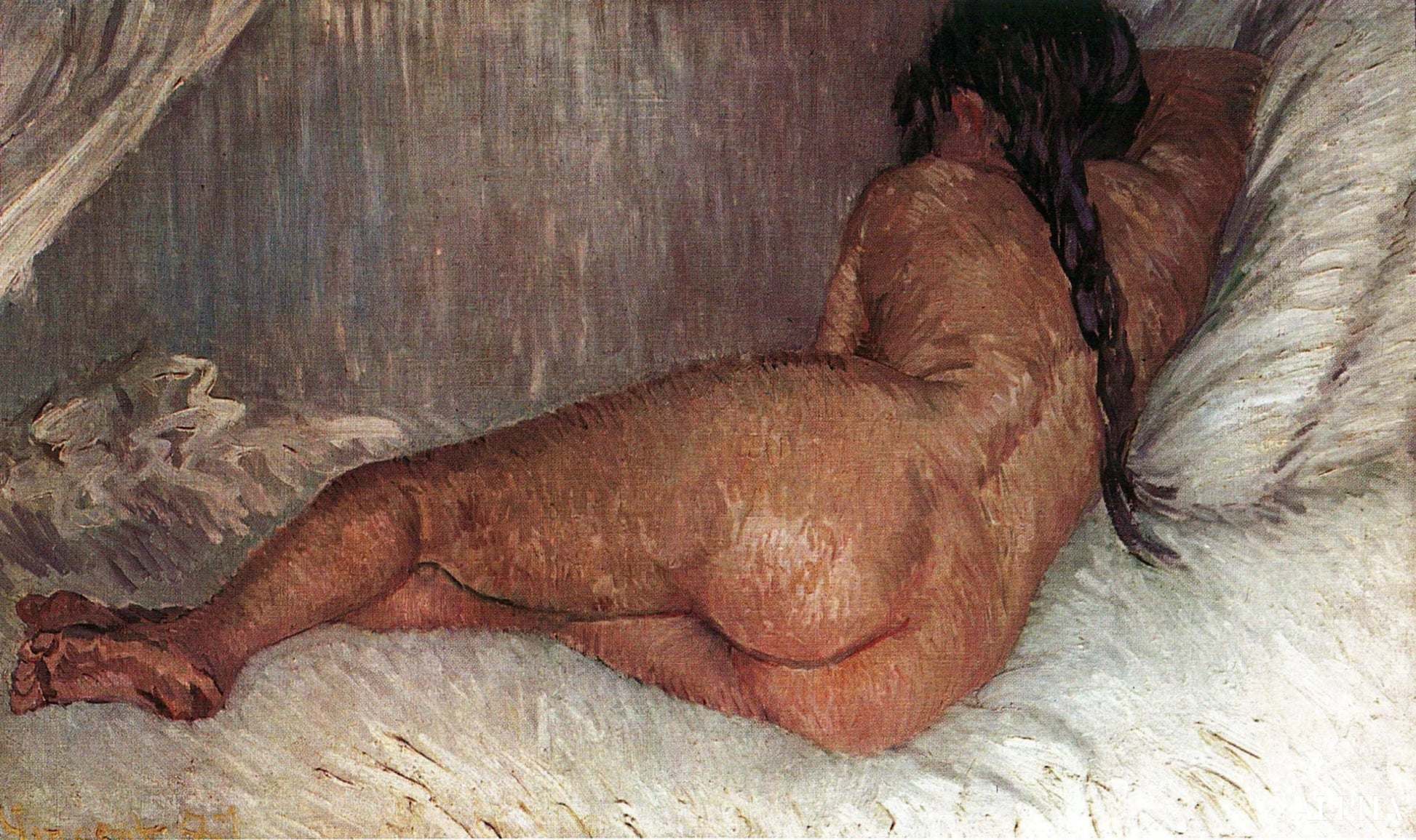 Alaston nainen makaa selällään - Van Gogh - Taulujen ja korkealaatuisten maalauksien reproduktiot