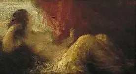 Nainen makaa alasti - Henri Fantin-Latour