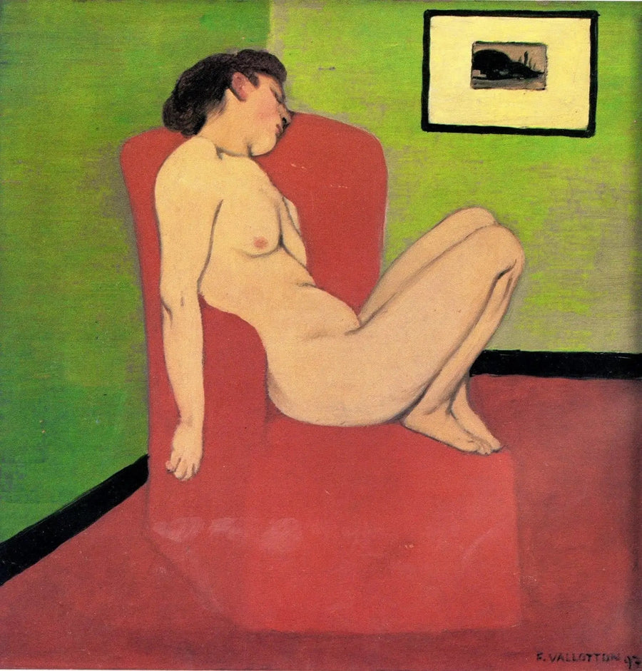 Nainen istuu alasti tuolissa - Félix Vallotton