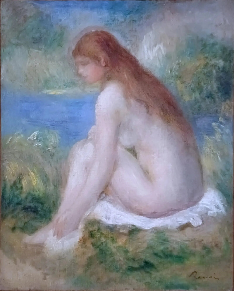 Alaston nainen istumassa - Pierre-Auguste Renoir