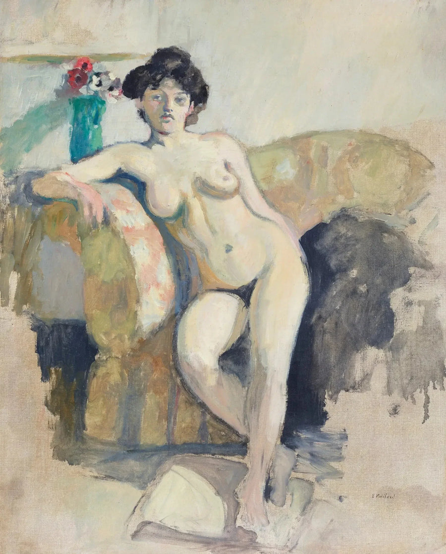 Nainen istuu alaston sohvalla - Édouard Vuillard