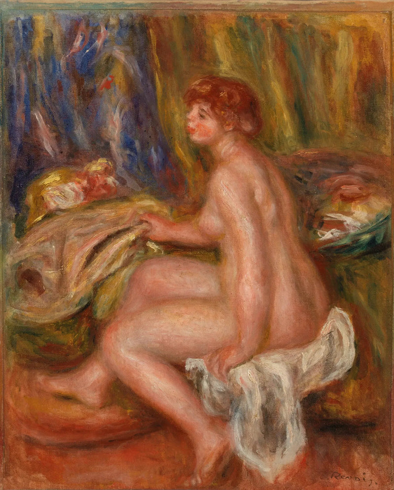 Alaston nainen istumassa, profiilista nähtynä - Pierre-Auguste Renoir