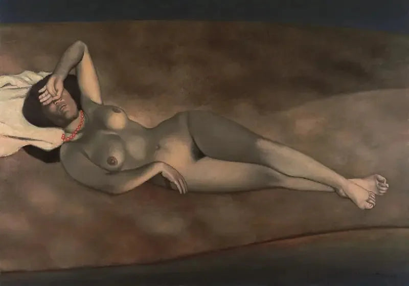 Nainen makaamassa paljain ihon päällä hiekalla - Félix Vallotton