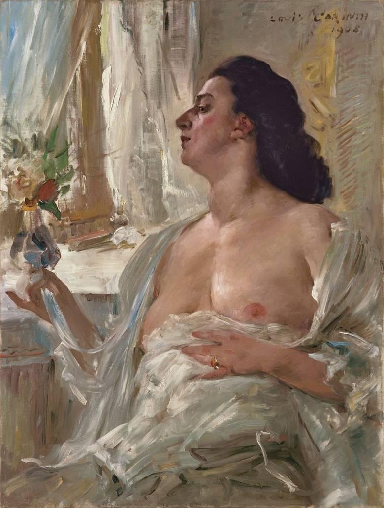 Alaston nainen puoliksi paljaana ikkunan ääressä - Lovis Corinth