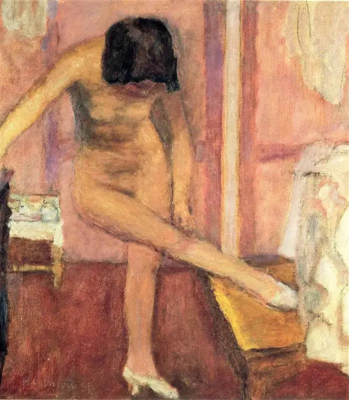 Alaston nainen kumartumassa - Pierre Bonnard