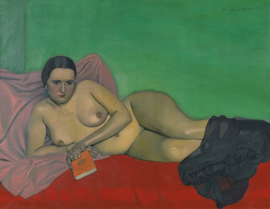Nainen alasti pitäen kirjaa - Félix Vallotton