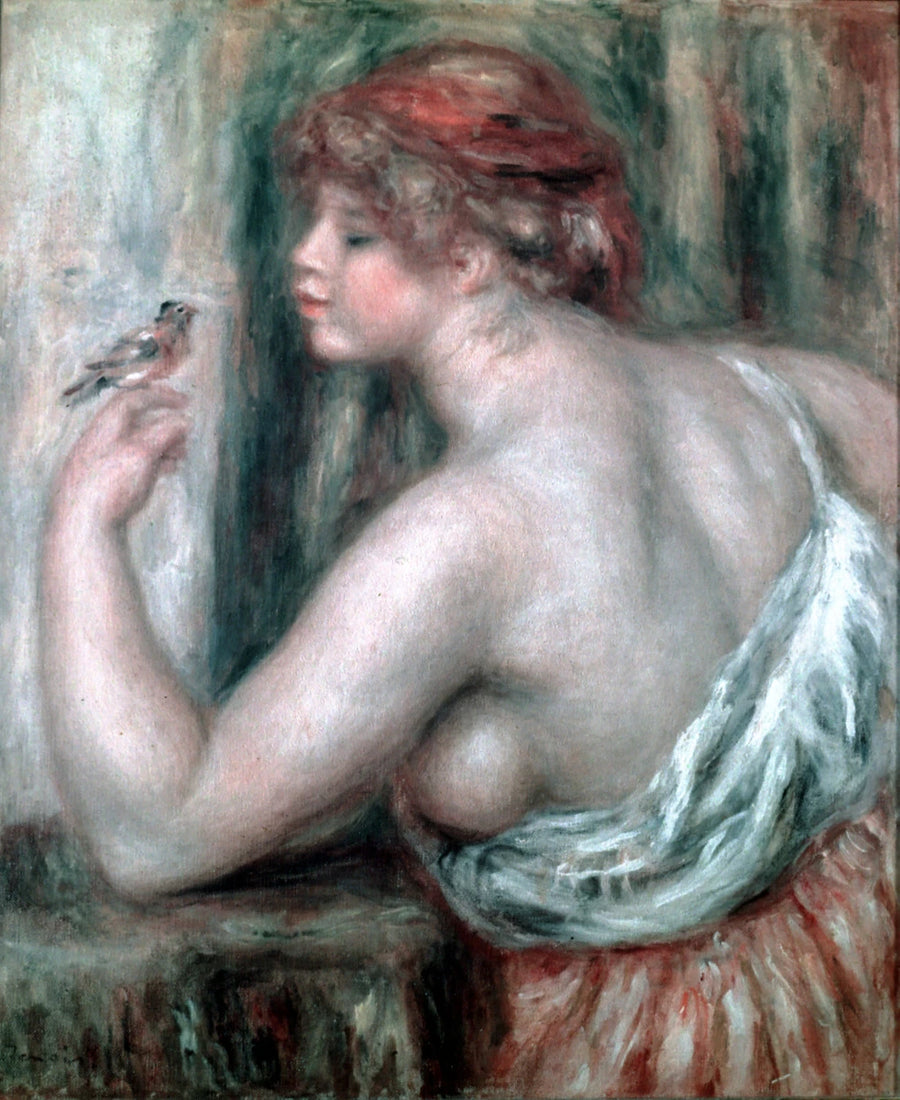 Nainen punarintaisen kanssa - Pierre-Auguste Renoir