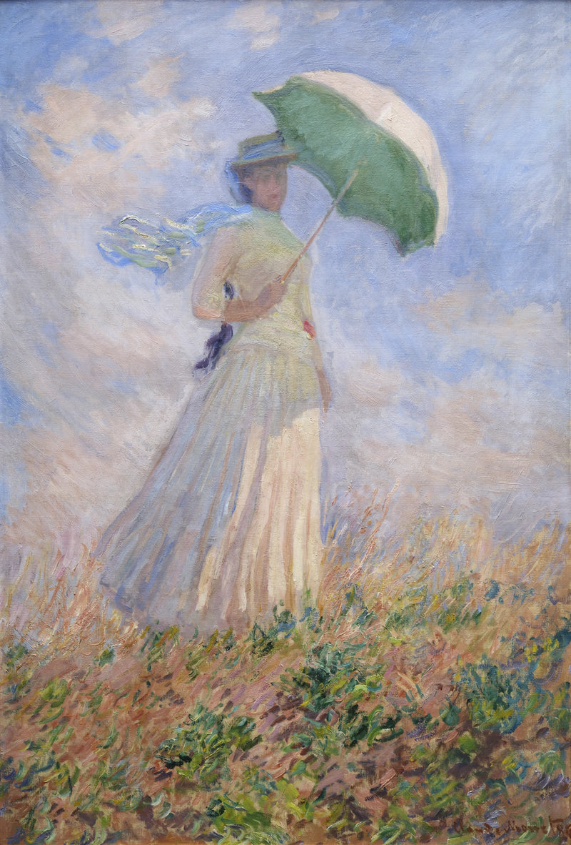 Nainen kanssa Sateenvarjo Facing Oikea W1076 - Claude Monet