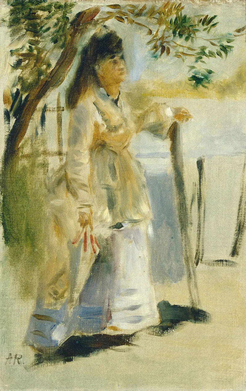 Nainen aidan vieressä - Pierre-Auguste Renoir