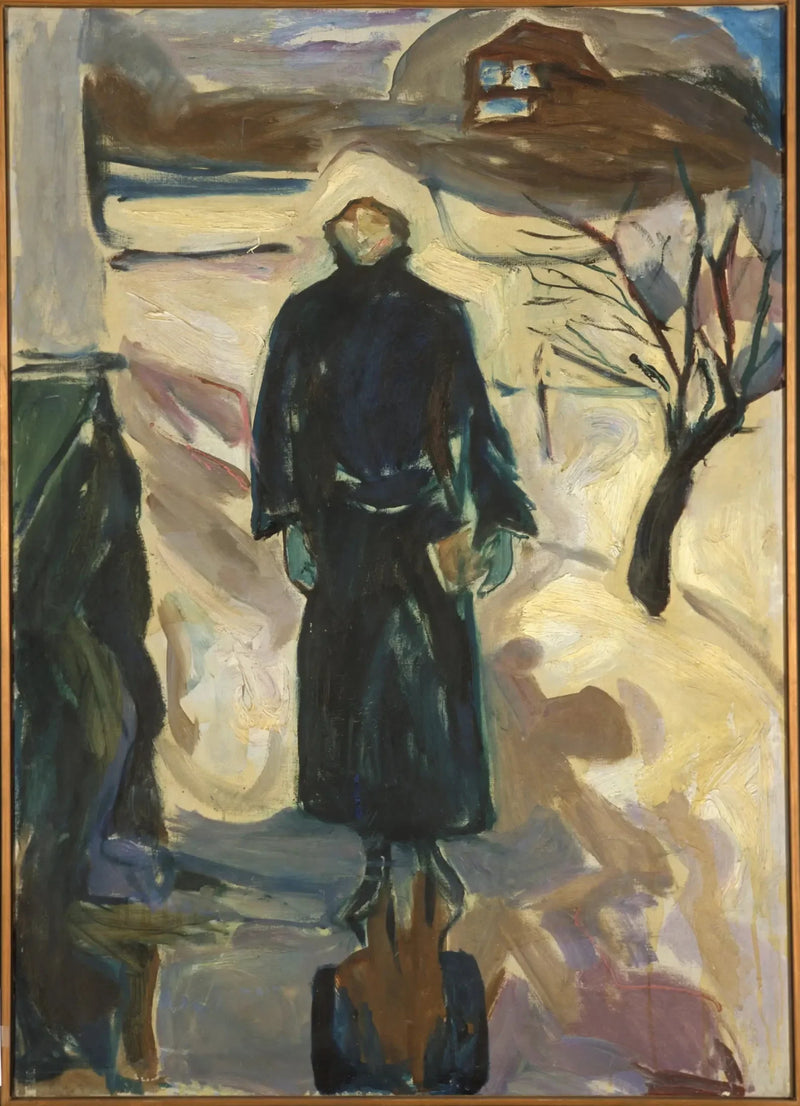 Nainen talon kulmalla - Edvard Munch