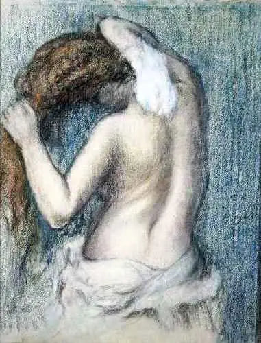 Nainen pyyhkiytymässä kylvyn jälkeen - Edgar Degas