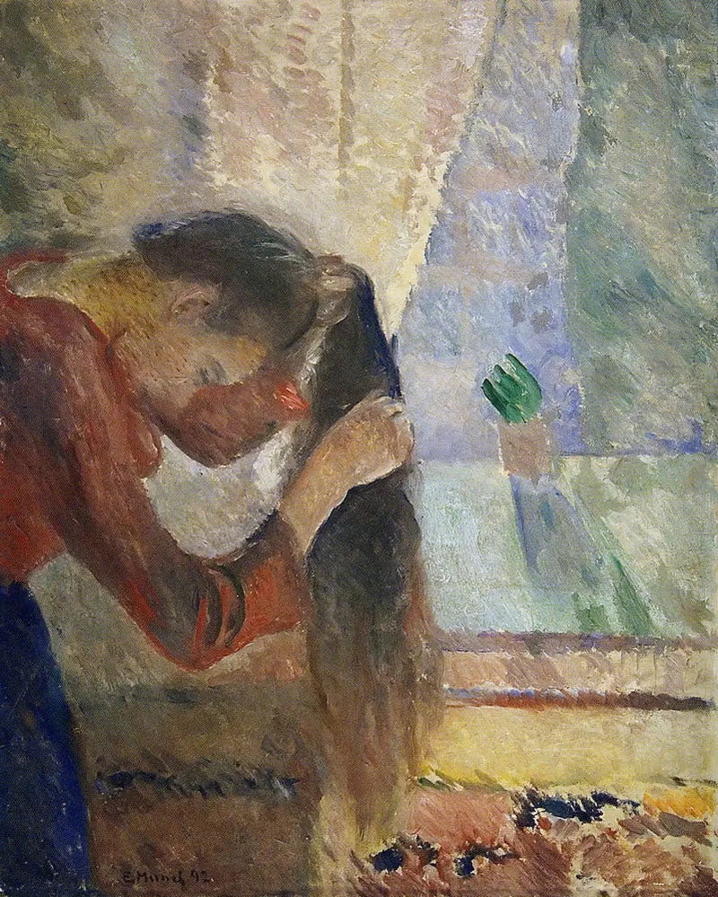 Nainen laittamassa hiuksiaan - Edvard Munch