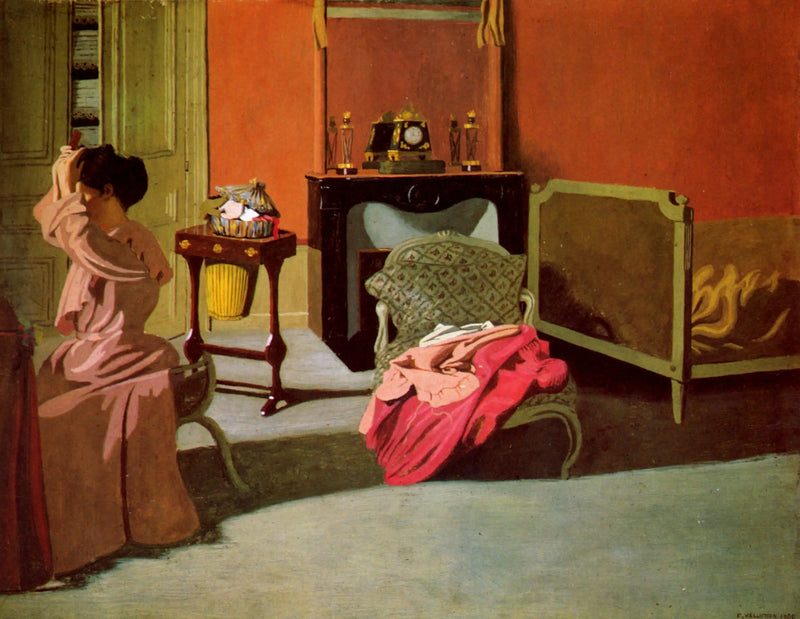 Nainen kampaa hiuksia - Félix Vallotton