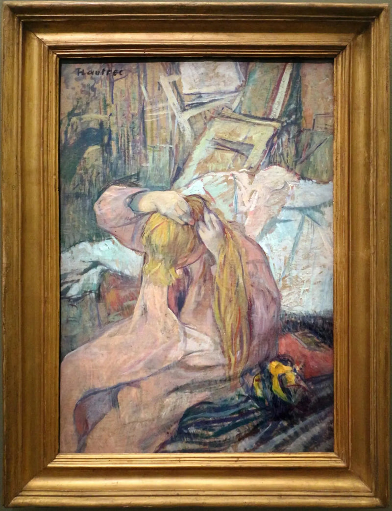 Nainen laittaa hiuksiaan. Se, joka kampaa hiuksiaan - Henri de Toulouse-Lautrec