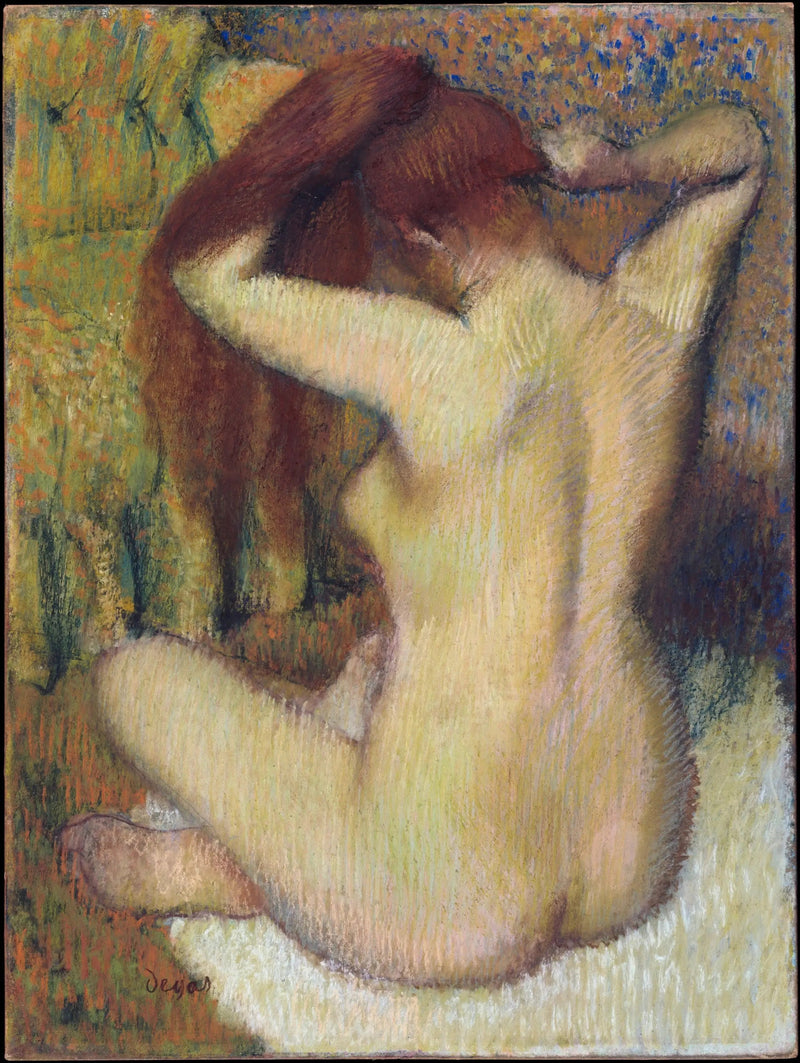 Nainen, joka kampaa hiuksiaan - Edgar Degas