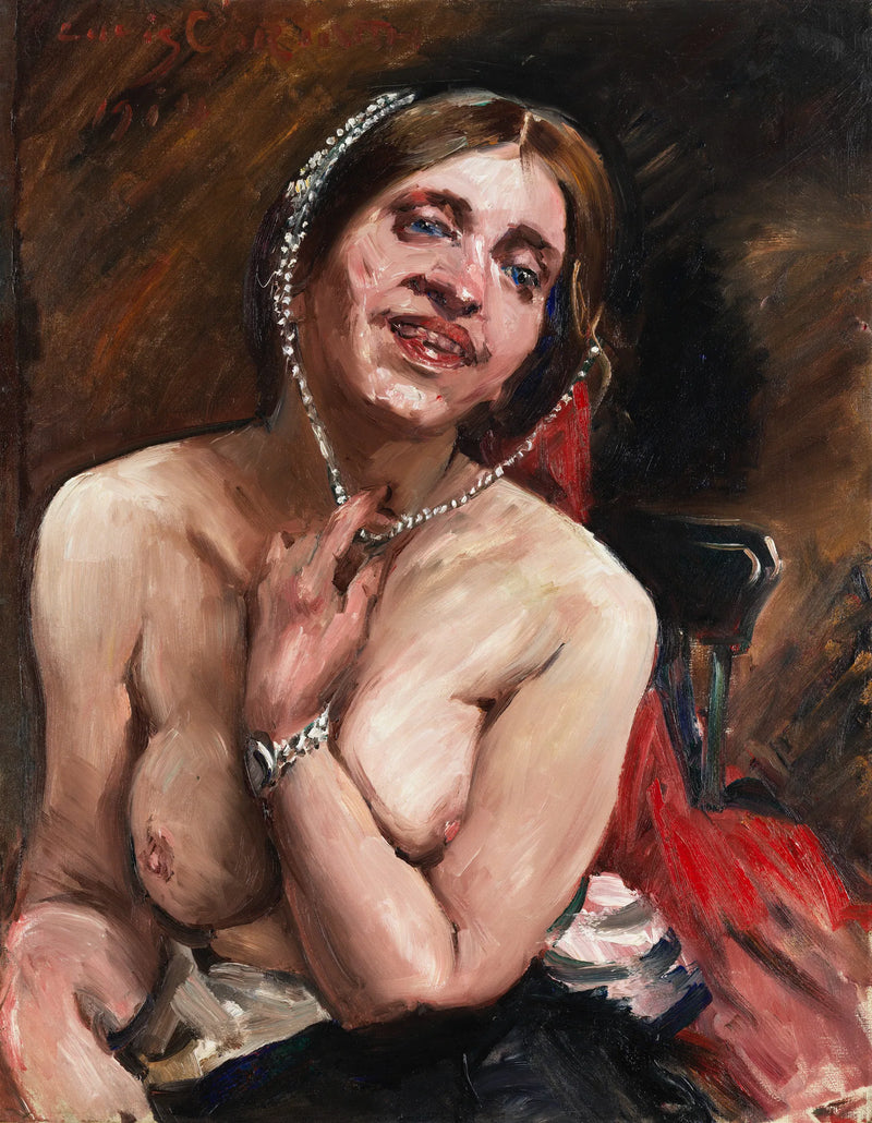 Puolialaston nainen tuolilla. (Näyttelijä Gertrud Eysoldt) - Lovis Corinth