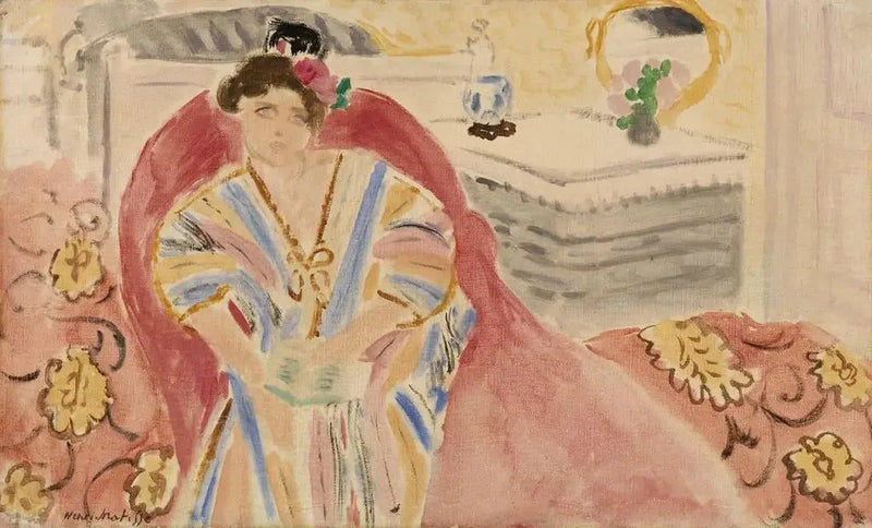 Nainen punaisella sohvallla (Nainen punaisella sohvallla) - Henri Matisse