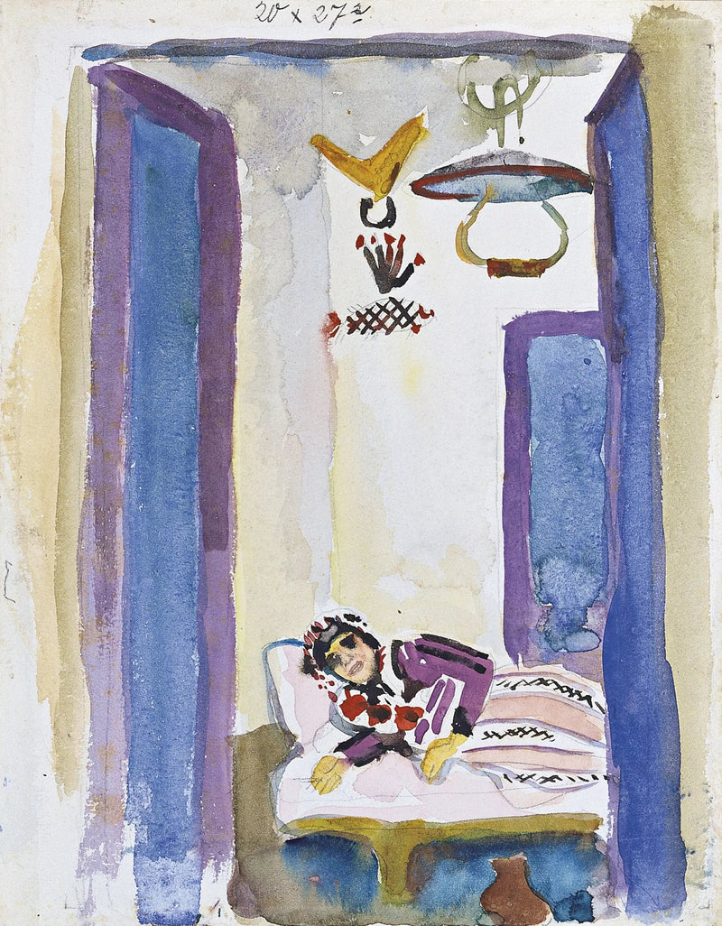 Nainen divaanilla - August Macke
