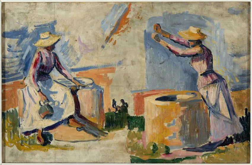 Naiset kaivolla. Luonnos II - Paul Signac