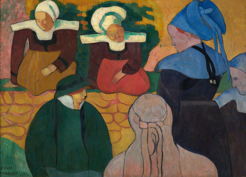Bretton naiset seinän edessä - Émile Bernard