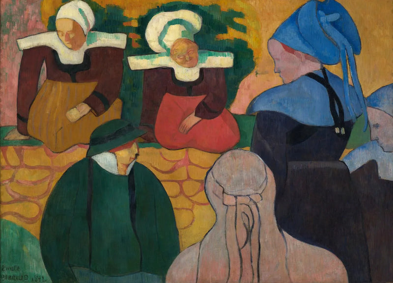 Bretton naiset seinän edessä - Émile Bernard