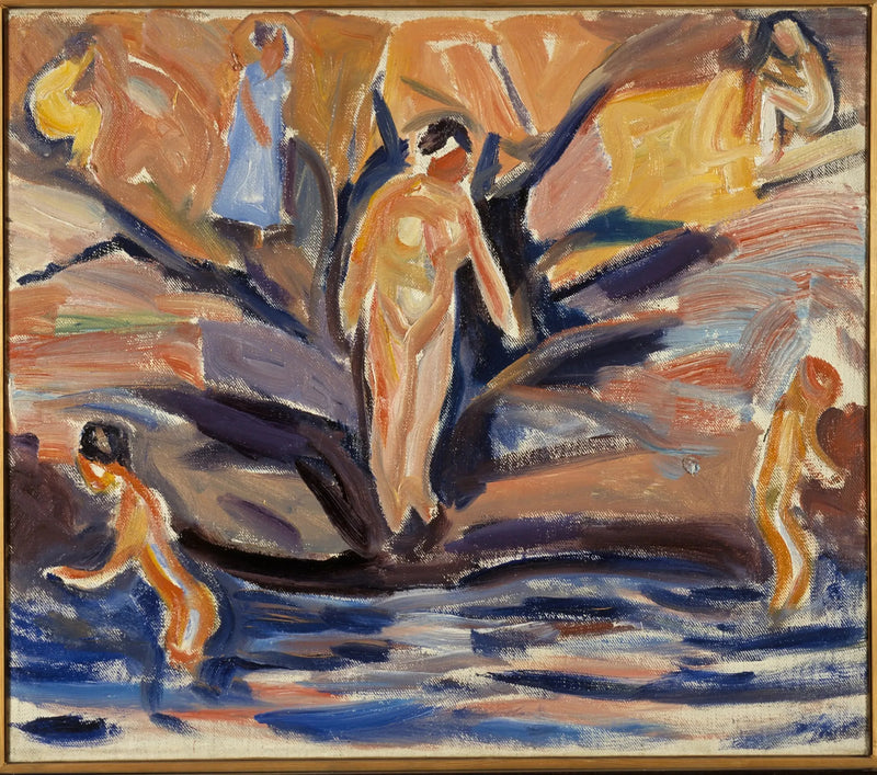 Naiset ja lapset uimassa - Edvard Munch