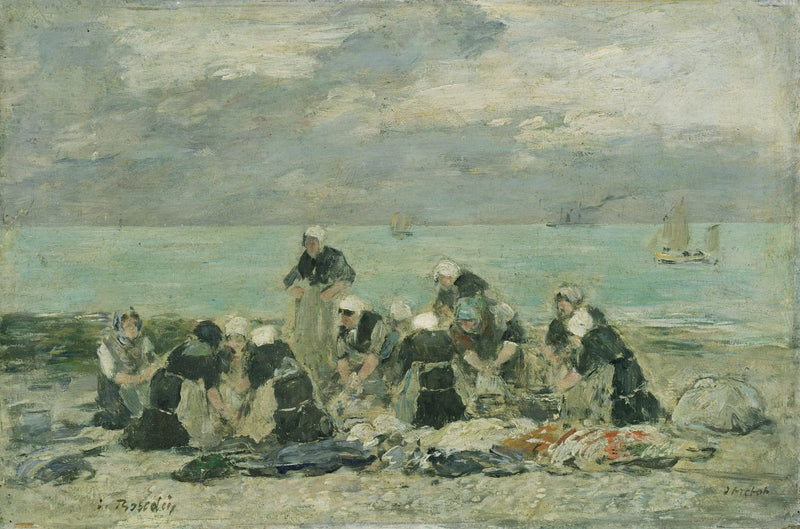 Naiset pesemässä pyykkiä Étretat'ssa - Eugène Boudin
