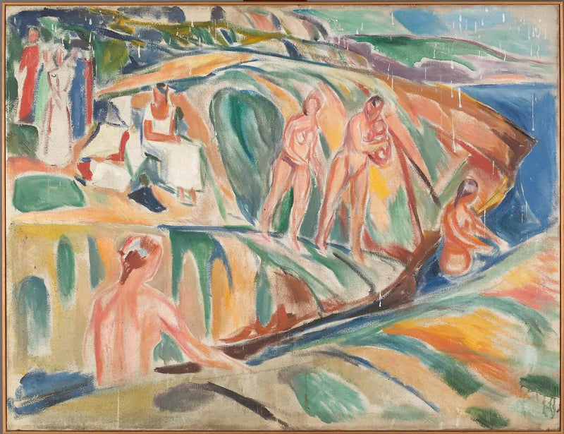 Naiset ottamassa aurinkoa kivillä - Edvard Munch
