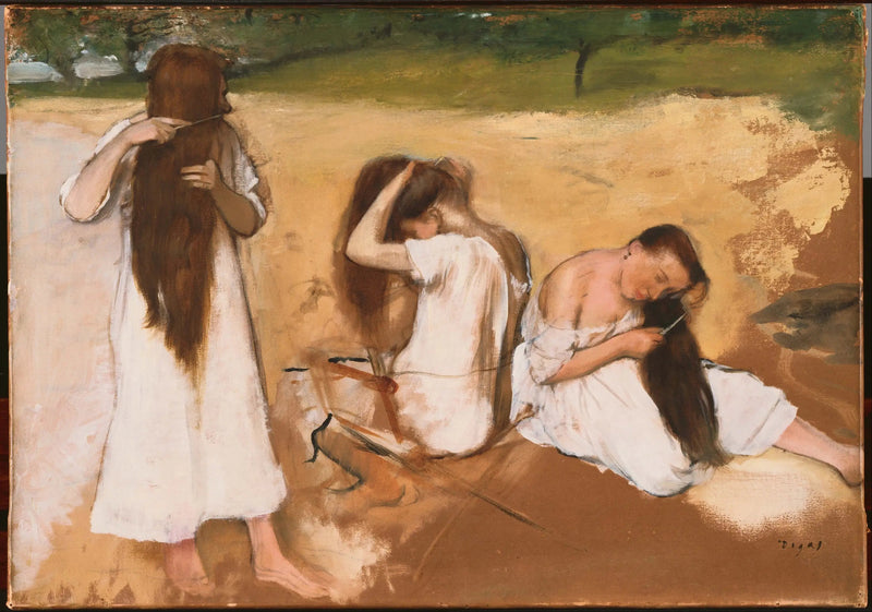 Naiset laittamassa hiuksiaan - Edgar Degas