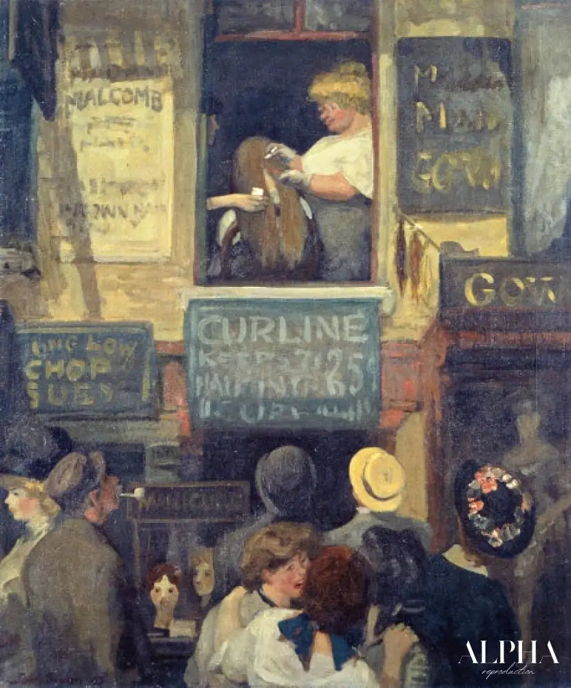 Fenêtre du salon de coiffure - John Sloan - Reproductions de tableaux et peintures haut de gamme