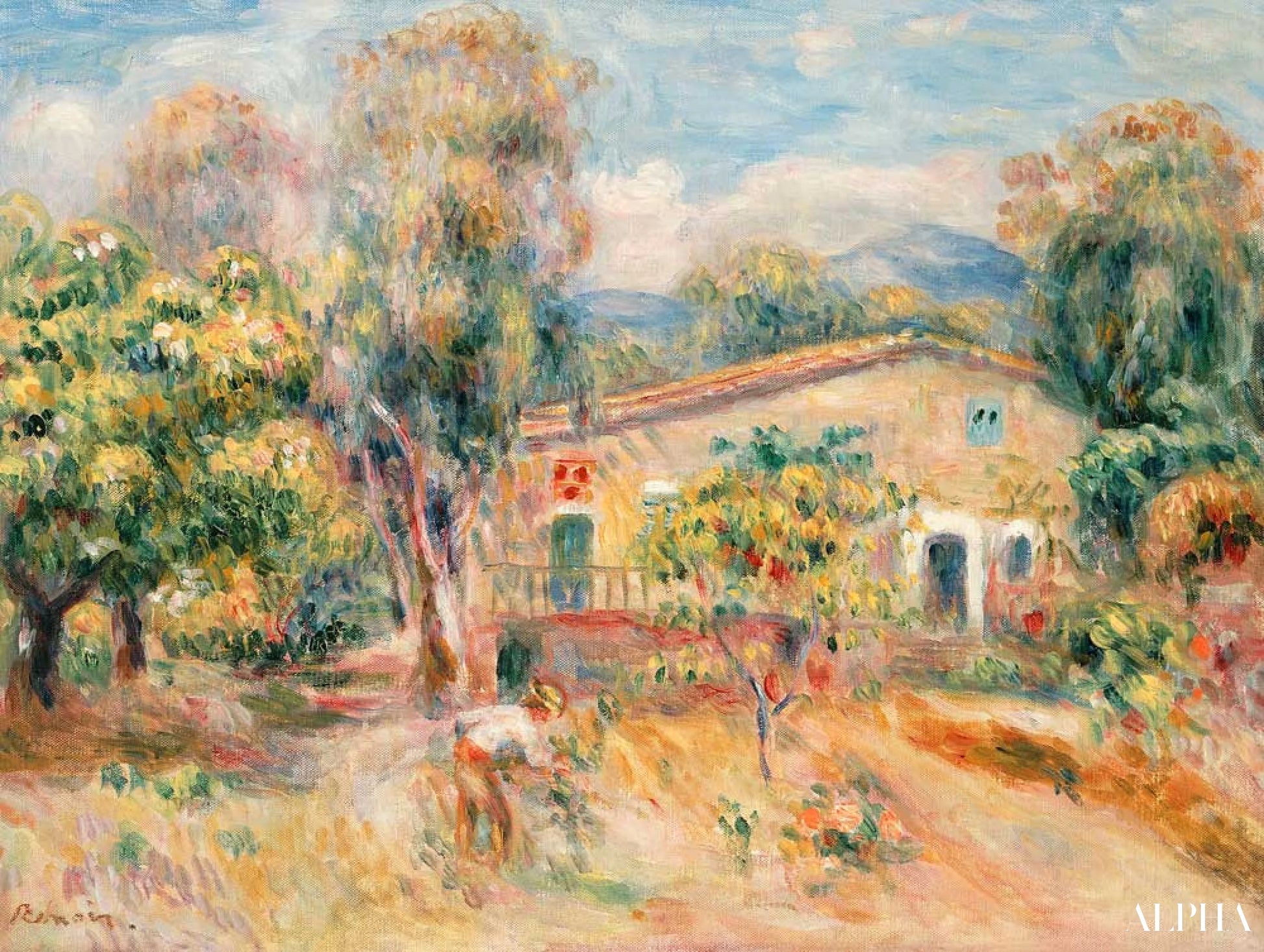 Ferme des Collettes, Cagnes - Pierre-Auguste Renoir - Taulujen ja korkealaatuisten maalauksien reproduktiot