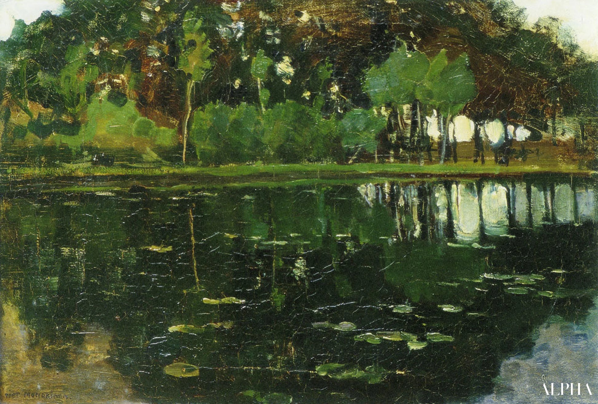 Geinrustin tila suurilla puilla ja nuorilla puilla, jotka on katkaistu - Mondrian - Taulujen ja korkealaatuisten maalauksien reproduktiot