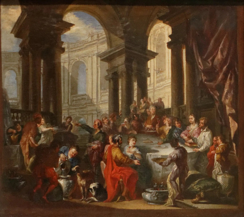 Festivaali järjestetty ionisen pylväsportikon alla - Giovanni Paolo Panini