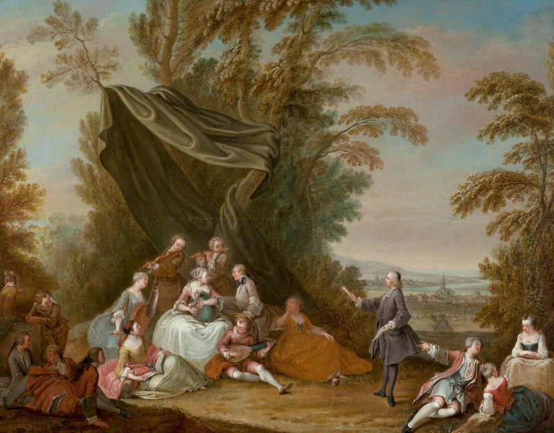 Juhla- ja tanssiaiset: Musikaalinen juhla katoksen alla - Antoine Watteau