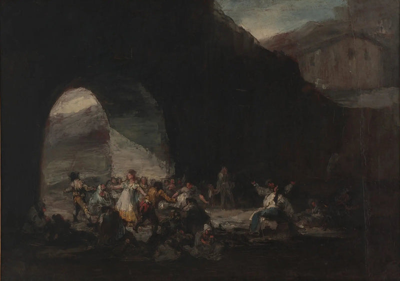 Kansanjuhla sillan alla tai kansantanssit - Francisco de Goya