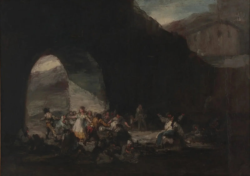 Kansanjuhla sillan alla tai kansantanssit - Francisco de Goya