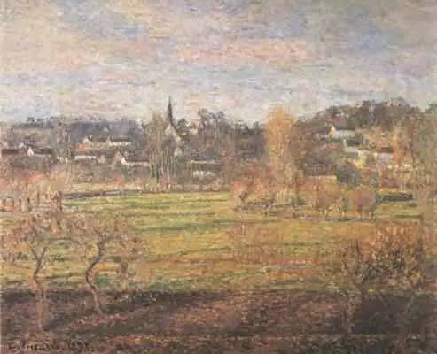 Helmikuu, nouseva aurinko, Bazincourt - Camille Pissarro