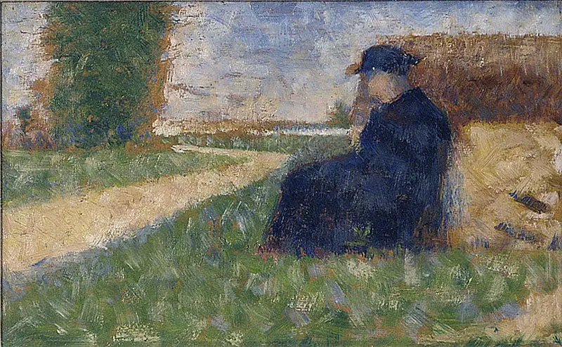 Massiivinen hahmo Barbizonin maisemassa - Georges Seurat