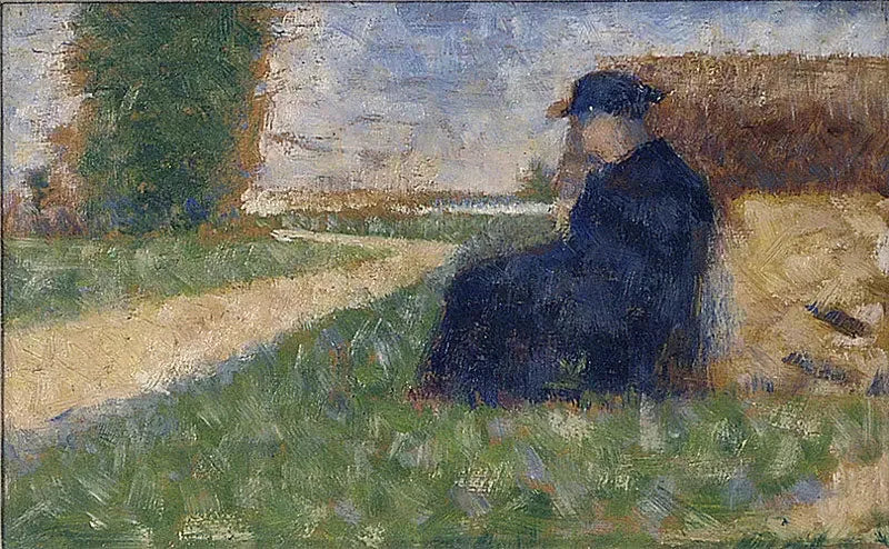 Massiivinen hahmo Barbizonin maisemassa - Georges Seurat