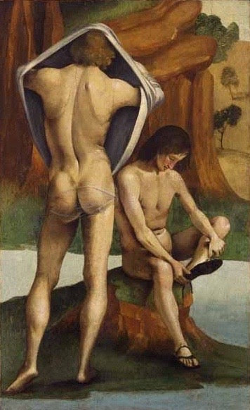 Maisemassa olevia figuureja: Kaksi alastonta nuorta - Luca Signorelli